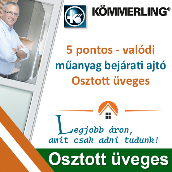 Műanyag bejárati ajtó - 5 pontos - osztott üveges
